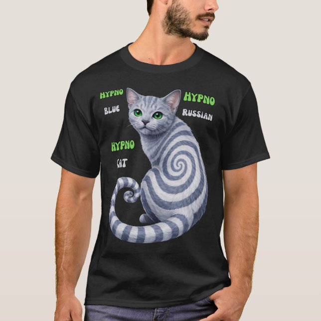 Russian Blue Hypno Cat T-Shirt (Front)