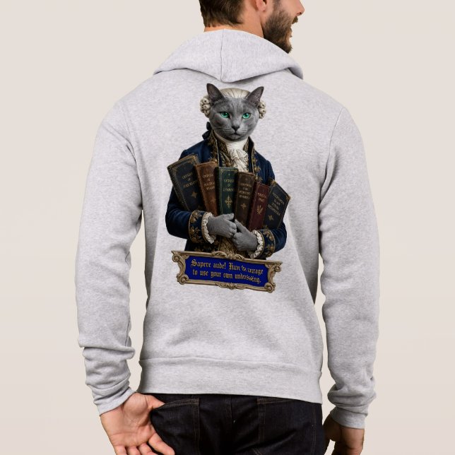 Russian Blue Immanuel Kant Cat Hoodie (Back)
