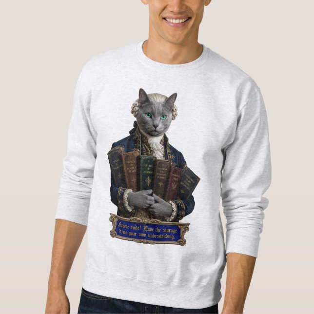 Russian Blue Immanuel Kant Cat Sweatshirt (Front)
