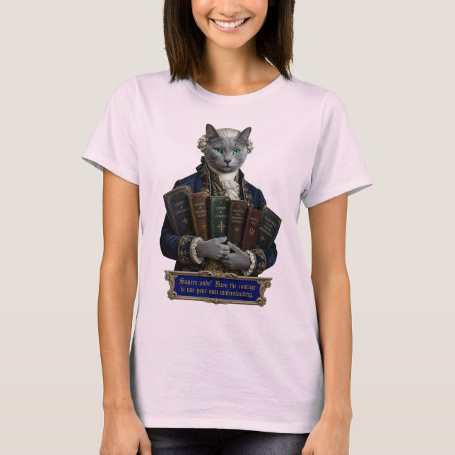 Russian Blue Immanuel Kant Cat T-Shirt (Front)