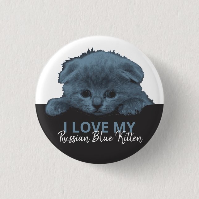 Russian Blue Kitten 3 Cm Round Badge (Front)