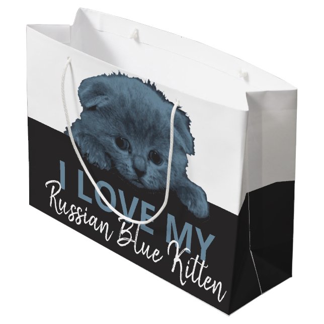 Russian Blue Kitten Large Gift Bag (Back Angled)