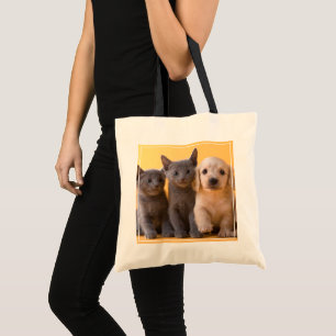 Russian Blue Kittens And Dachshund Puppies Tote Bag