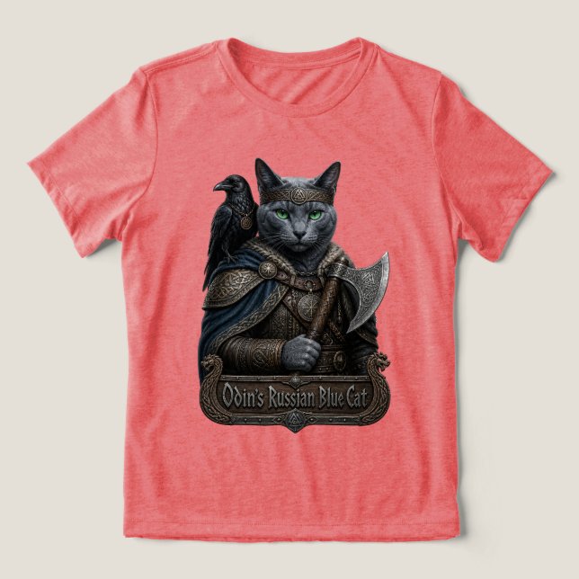 Russian Blue Noble Odin’s Cat Tri-Blend Shirt (Design Front)