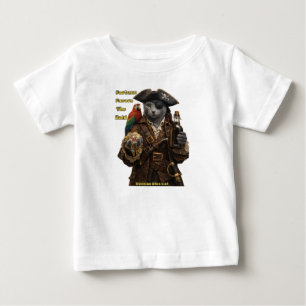Russian Blue Pirate Cat – Fortune Favours The Bold Baby T-Shirt