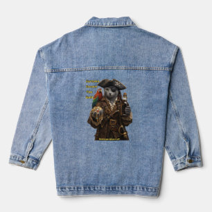 Russian Blue Pirate Cat – Fortune Favours The Bold Denim Jacket