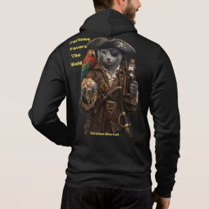 Russian Blue Pirate Cat – Fortune Favours The Bold Hoodie