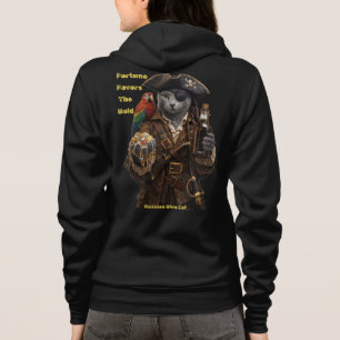 Russian Blue Pirate Cat – Fortune Favours The Bold Hoodie