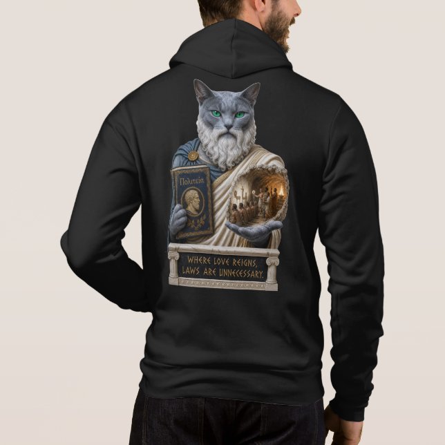 Russian Blue Plato Cat Hoodie (Back)