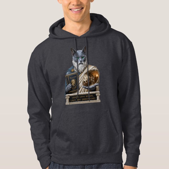 Russian Blue Plato Cat Hoodie (Front)