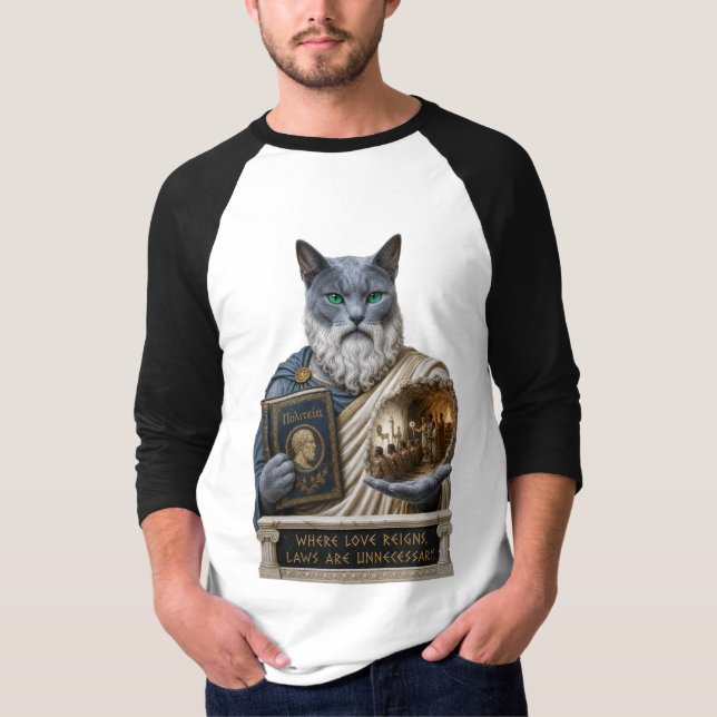 Russian Blue Plato Cat T-Shirt (Front)