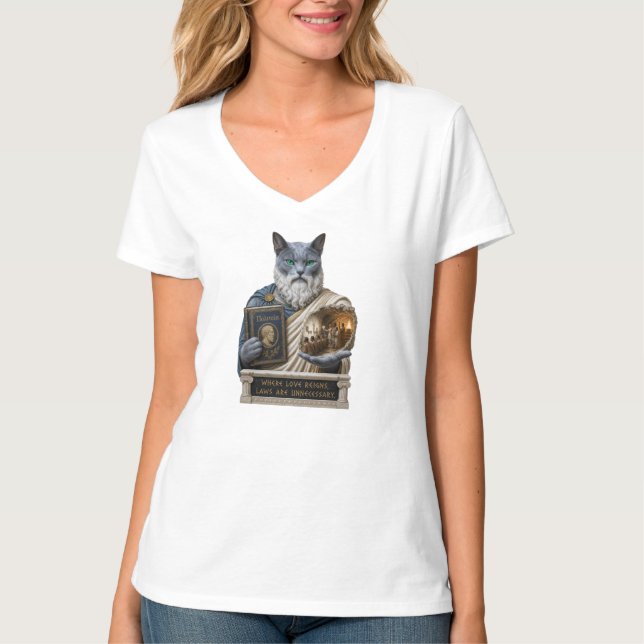 Russian Blue Plato Cat T-Shirt (Front)