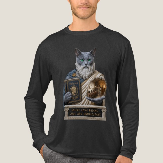 Russian Blue Plato Cat Tri-Blend Shirt (Front)