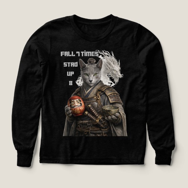 Russian Blue Samurai Cat (Design Front)