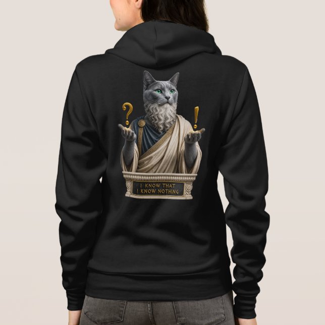 Russian Blue Socrates Cat Hoodie (Back)
