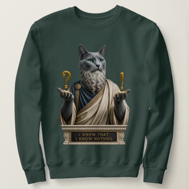 Russian Blue Socrates Cat Sweatshirt (Design Front)