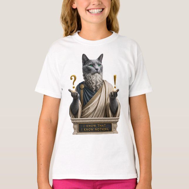 Russian Blue Socrates Cat T-Shirt (Front)