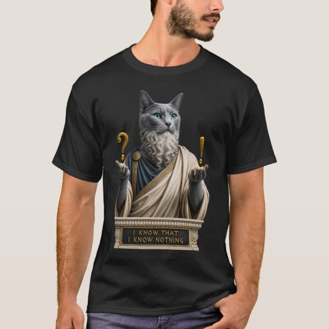 Russian Blue Socrates Cat T-Shirt (Front)