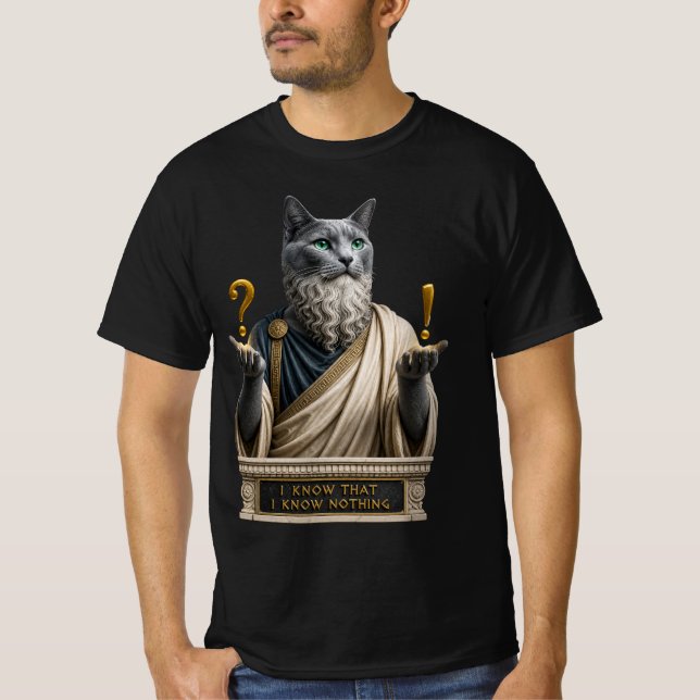 Russian Blue Socrates Cat T-Shirt (Front)
