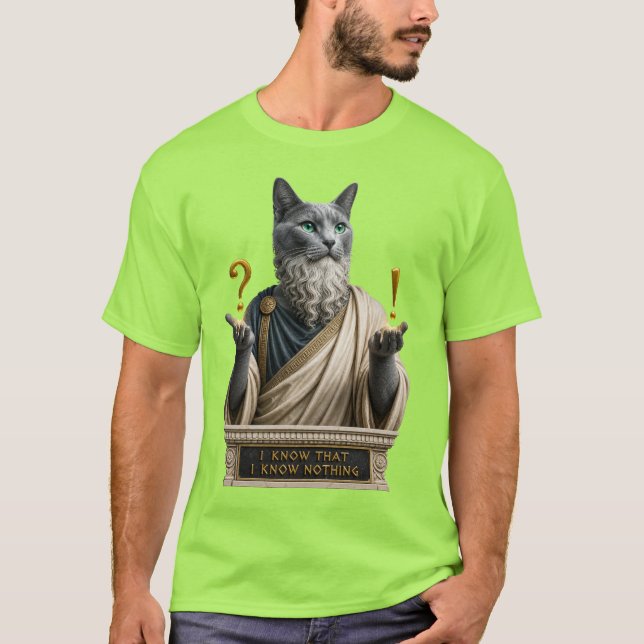 Russian Blue Socrates Cat T-Shirt (Front)