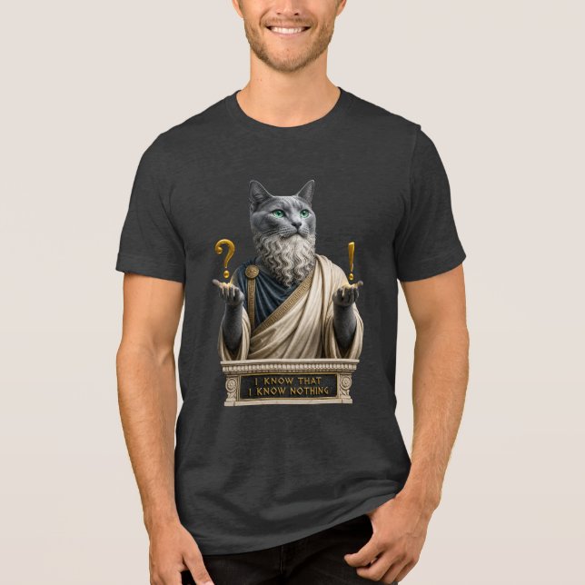 Russian Blue Socrates Cat Tri-Blend Shirt (Front)