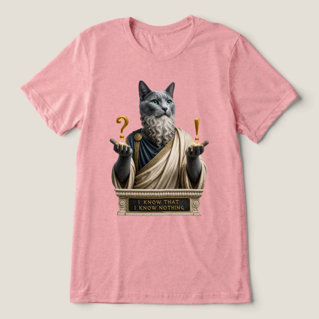 Russian Blue Socrates Cat Tri-Blend Shirt (Design Front)