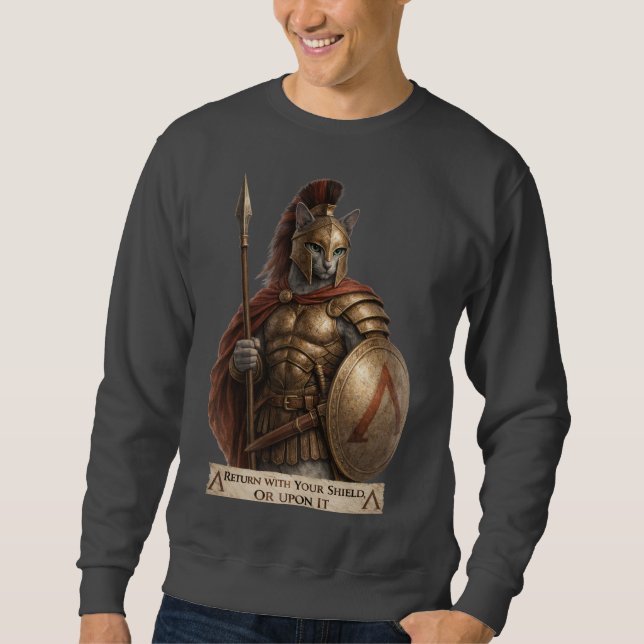 Russian Blue Spartan Cat Sweatshirt (Front)