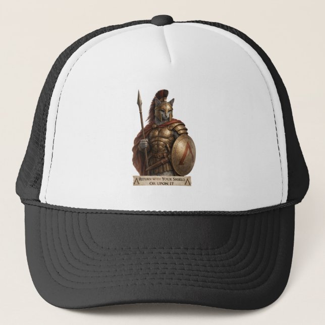 Russian Blue Spartan Cat Trucker Hat (Front)