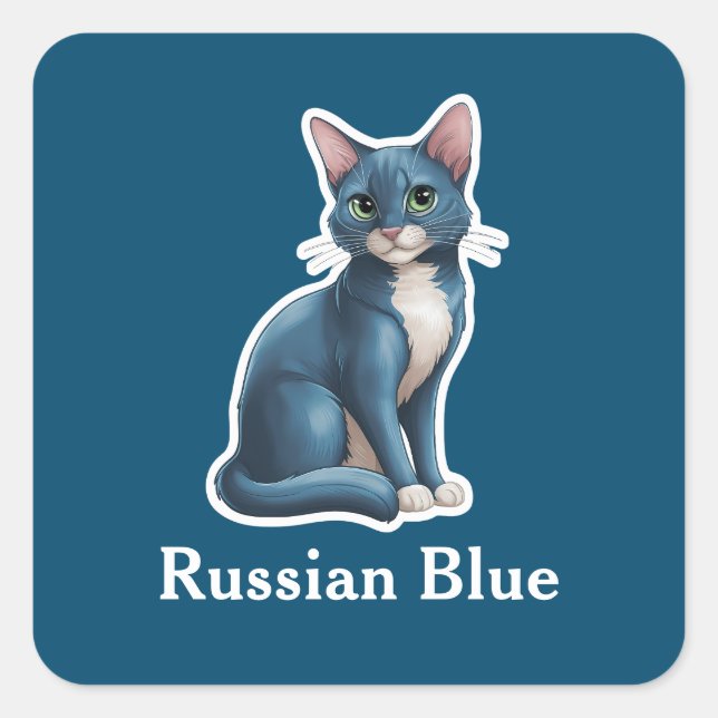 Russian Blue Square Sticker (Front)