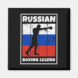 Russian Boxing Legend With Flag For Russia Boxer Magnet