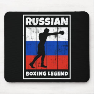 Russian Boxing Legend With Flag For Russia Boxer Mouse Pad