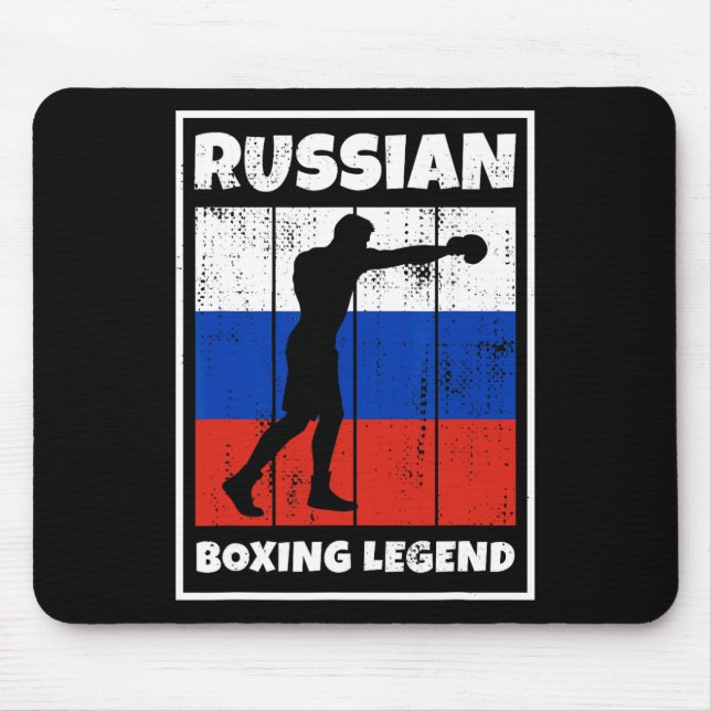 Russian Boxing Legend With Flag For Russia Boxer  Mouse Pad (Front)