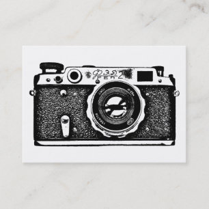 Russian Camera - Black on White Business Card