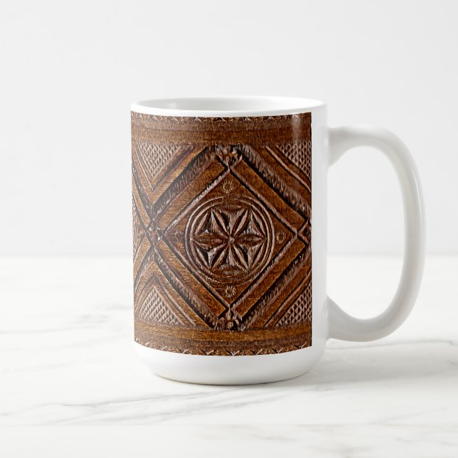 Russian Carved Wood Box Coffee Mug (Right)