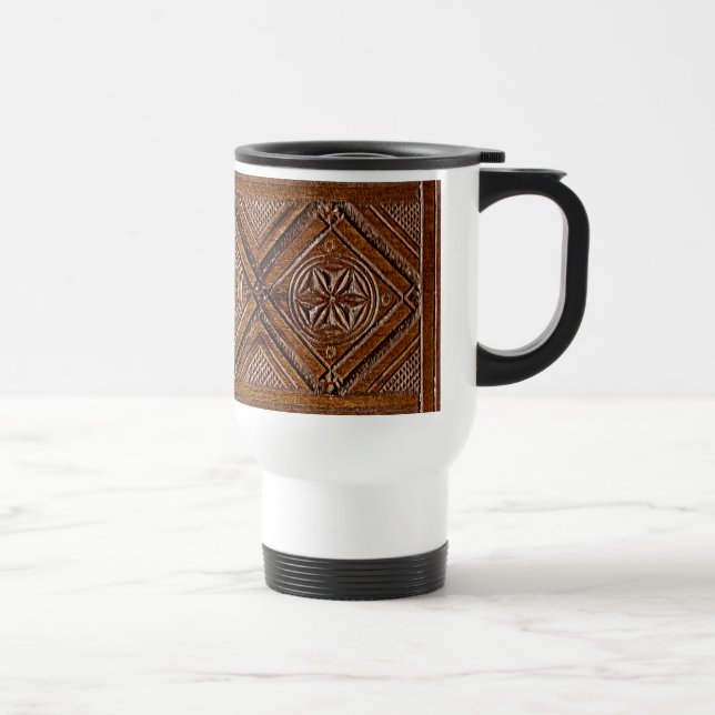 Russian Carved Wood Box Travel Mug (Right)