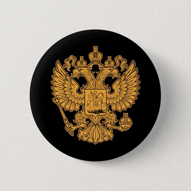 Russian Coat of Arms of The Russian Federation 6 Cm Round Badge (Front)