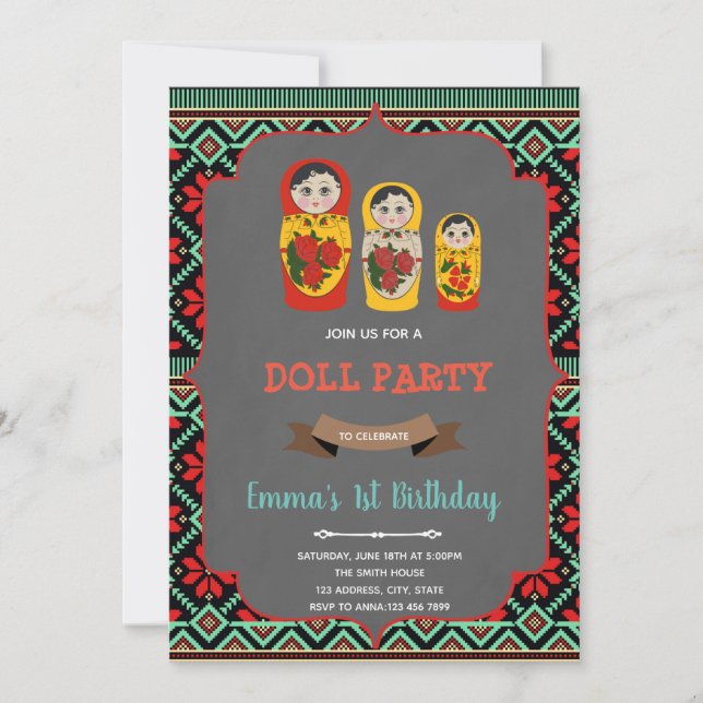 Russian doll birthday invitation (Front)