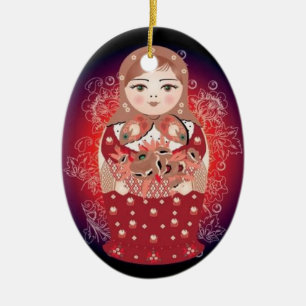 Russian Doll Christmas Ornament- "Ludmila" Ceramic Tree Decoration