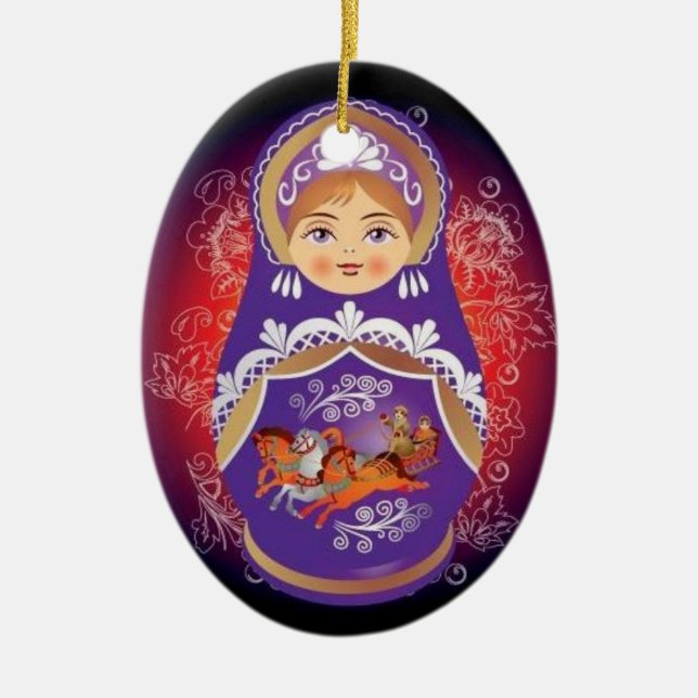 Russian Doll Christmas Ornament - "Yulia" (Front)