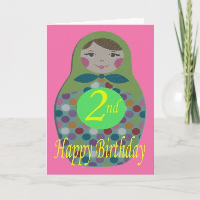 Russian Doll Happy 2nd Birthday Card (Front)