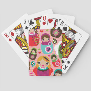 Russian doll illustration background playing cards