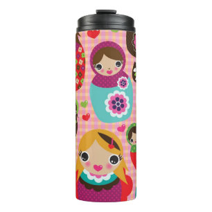 Russian doll illustration background thermal tumbler