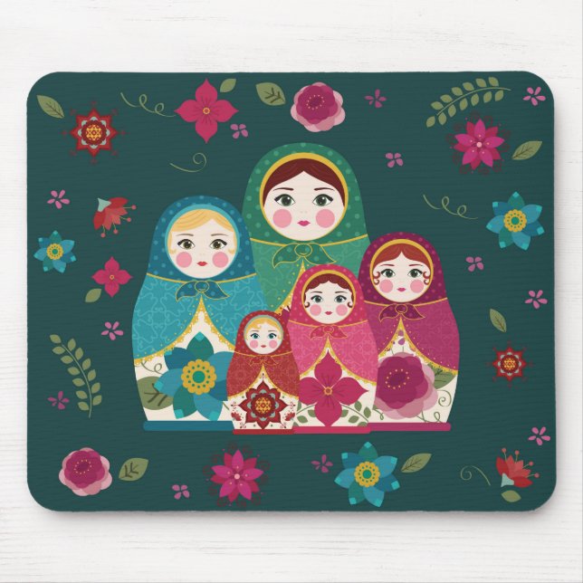 Russian Dolls Green Mouse Pad (Front)