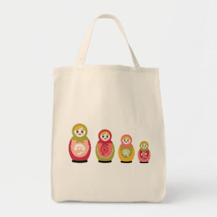 russian dolls grocery tote bag