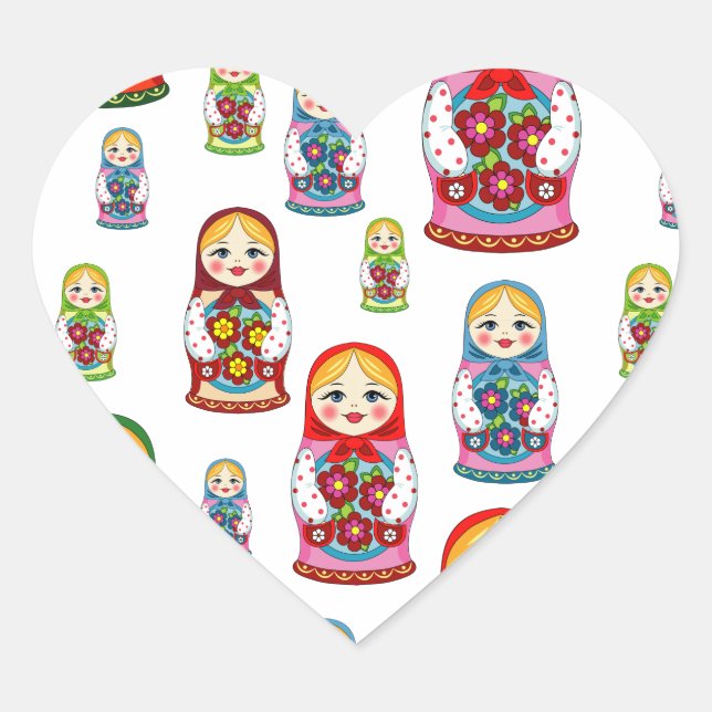russian dolls heart sticker (Front)