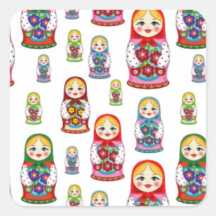 russian dolls square sticker