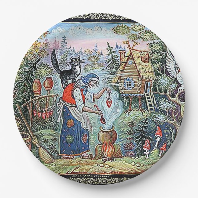 RUSSIAN  FAIRYTALE "BABA JAGA" PAPER PLATES (Front)