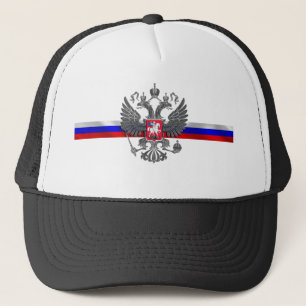 Russian flag-coat arms trucker hat