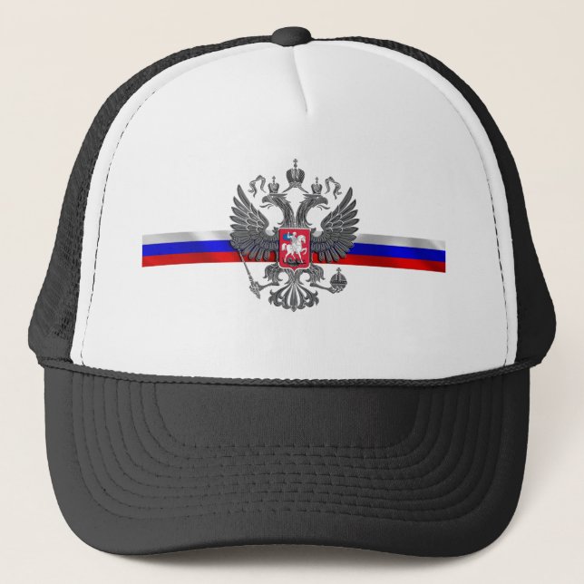 Russian flag-coat arms trucker hat (Front)
