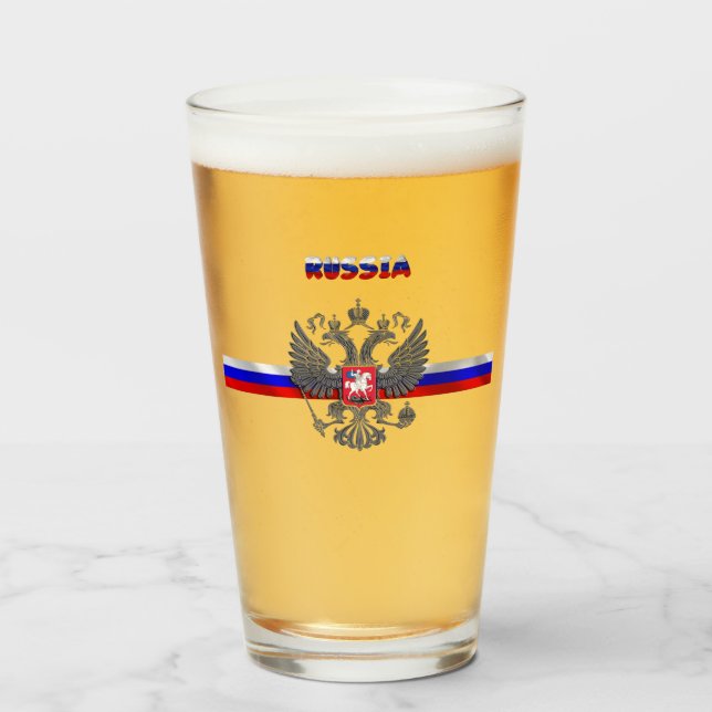 Russian flag-coat of arms    glass (Front Filled)
